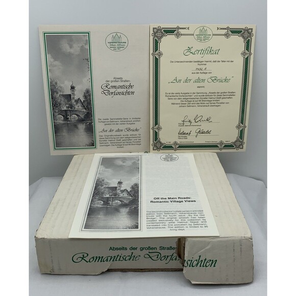 By The Old Bridge Collector Plate COA and Box 1991 Helmut Glossl Artist Germany - Picture 11 of 12